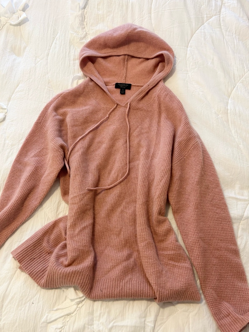 Charter Club Dusty Rose Waffle-Knit Hooded Sweater cashmere